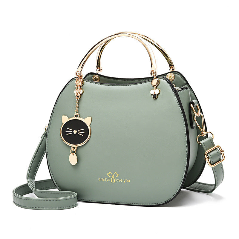 Korean style fashionable girly shell bag chic cat crossbody bag women's shoulder bag solid color small bag handbag