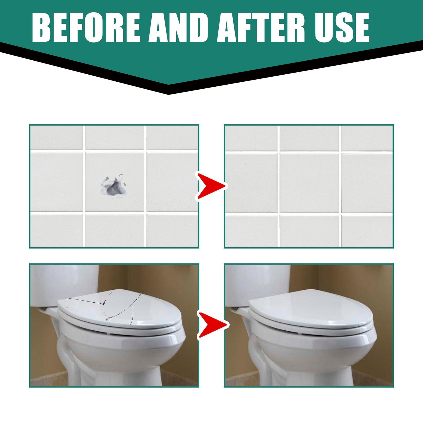 Jue-Fish Tile Repair Cream, Marble Bathtub Furniture Toilet Crack Repair Tile Quick-Drying Adhesive