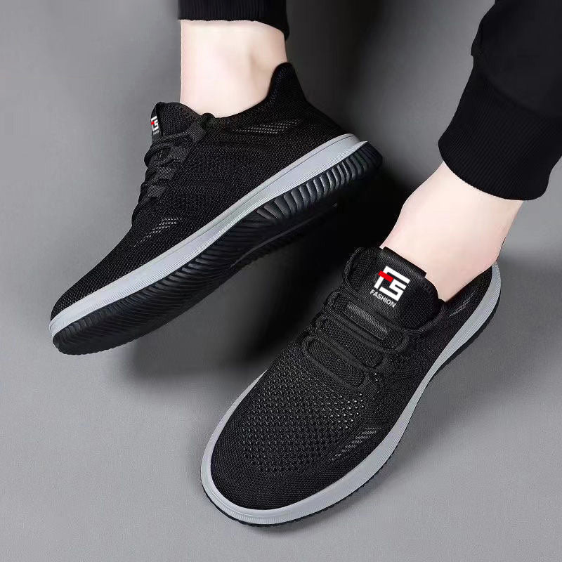 Flyknit men's shoes new summer mesh breathable casual shoes soft bottom non-slip casual fashion sports shoes cross-border wholesale