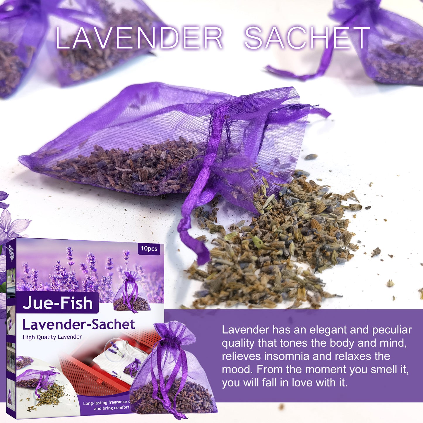 Jue-Fish Lavender Sachet Fragrance Car Car Car Home Wardrobe Shoe Cabinet Toilet Bundle Mouth Bag Deodorant Sachet