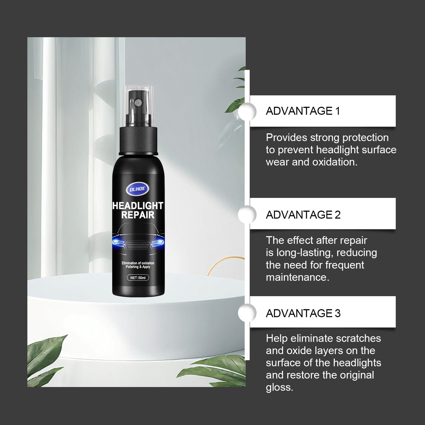 OUHOE Lamp Care Spray Car Headlight Shade Scratch Polishing Repair Refurbishment Care Spray