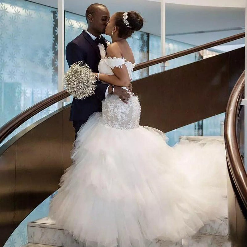 European and american style one-shoulder train wedding dress - new summer collection for outdoor engagements and weddings