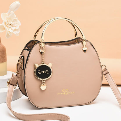 Korean style fashionable girly shell bag chic cat crossbody bag women's shoulder bag solid color small bag handbag