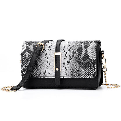 2024 fashion snake print women's bag casual color block small square bag shoulder crossbody trendy phone bag tassel mini bag