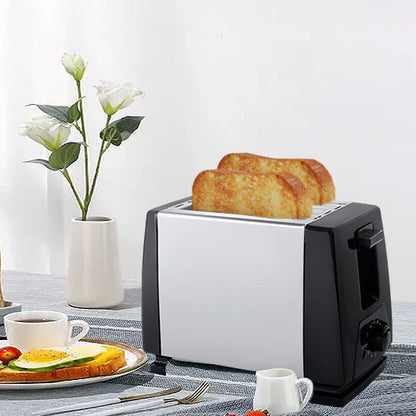 Household stainless steel toaster - double slot toaster oven, fully automatic mini breakfast toaster for 2 slices of bread, heating gadget