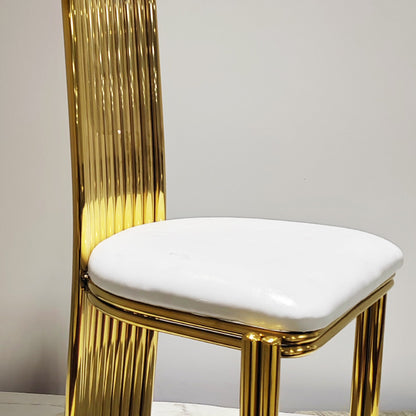 Modern minimalist light luxury stainless steel conference dining chair hotel wedding banquet creative straight back design leather fabric chair
