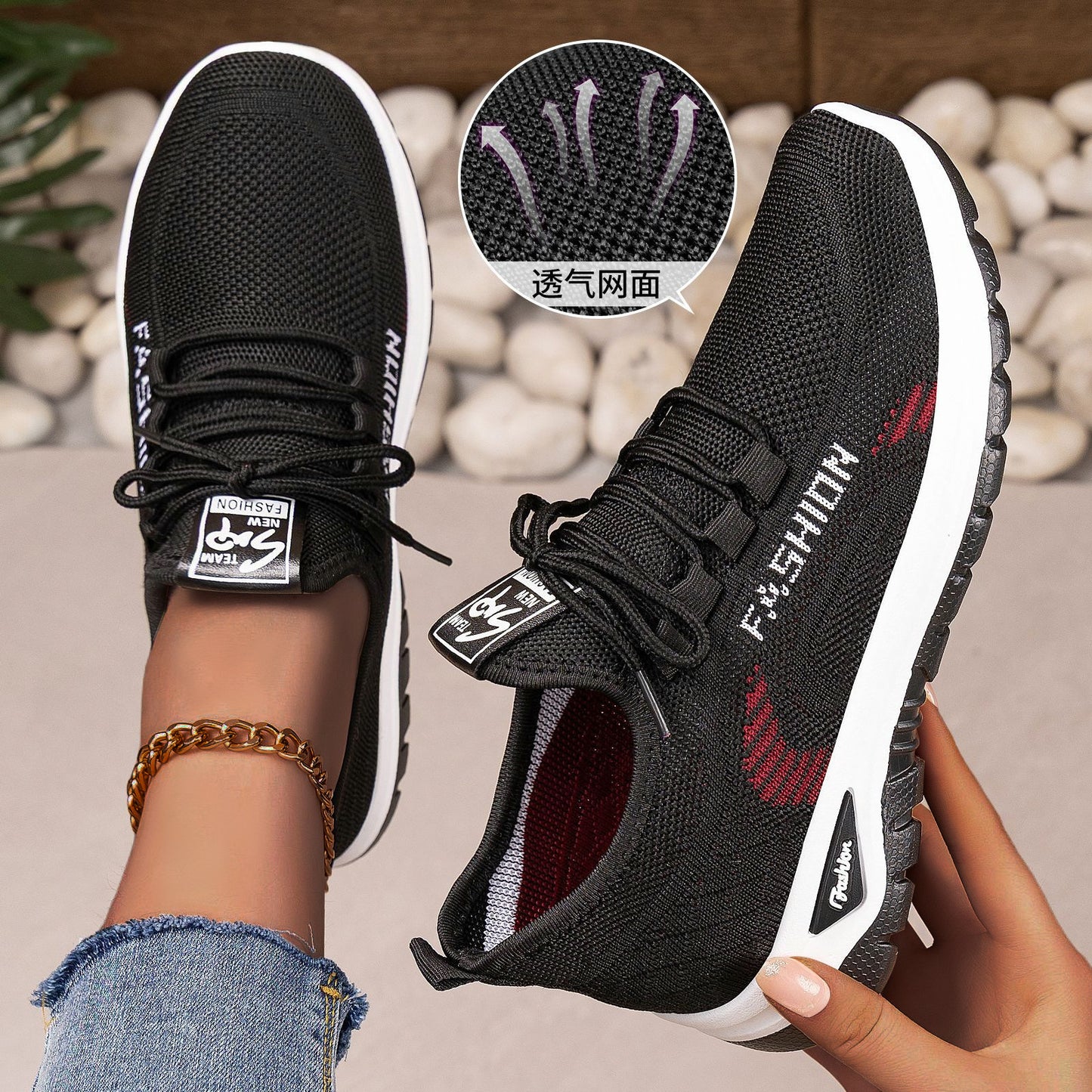 Women's spring collection: breathable athletic shoes - stylish, versatile flyknit sneakers with soft soles for all-day comfort. comfortable mesh upper