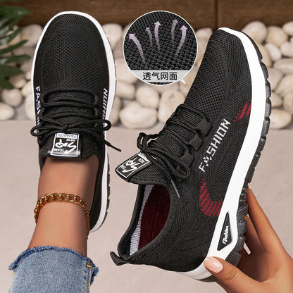 Women's spring collection: breathable athletic shoes - stylish, versatile flyknit sneakers with soft soles for all-day comfort. comfortable mesh upper