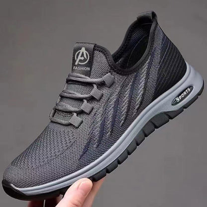 Flyknit breathable men's shoes 2025 new korean style soft sole sneakers mesh lightweight driving casual shoes wholesale