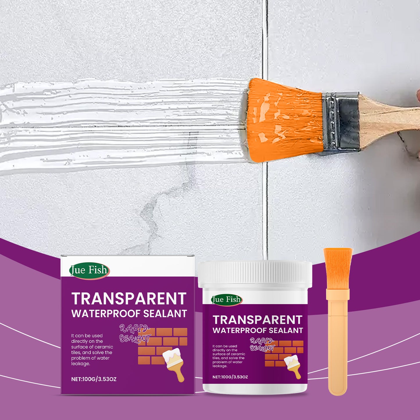 JUE FISH transparent waterproof sealant, anti-leakage and plugging of bathroom and kitchen roof, and anti-smashing brick leak repair agent
