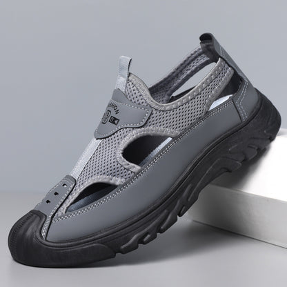Baotou sandals mensummercut out mesh crocs outdoor non-slip lightweight sports casual beach shoes cross-border