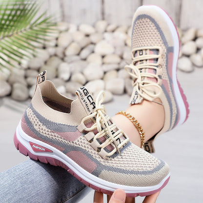 Women's plus size athletic shoes - flyknit mesh, low-cut, lightweight casual sneakers, comfortable and versatile single shoes for women
