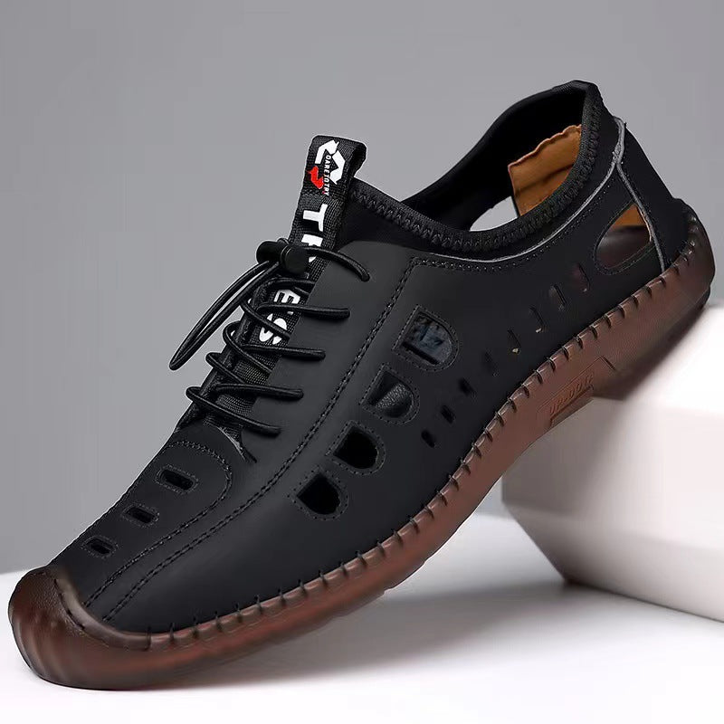 Soft-soled, breathable men's shoes, 2025 new korean style fashion casual shoes, hand-stitched driving shoes with tendon outsole