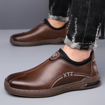 Men's leather business casual slip-on loafers - spring 2025 collection: anti-slip, soft sole, british style