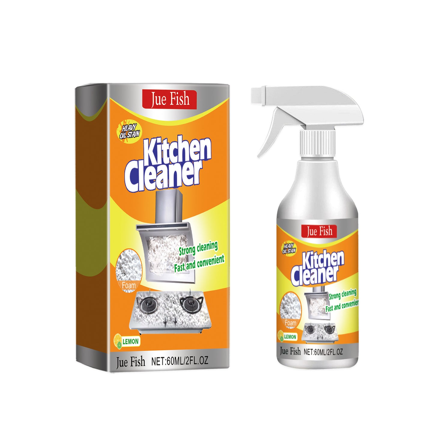 Jue-Fish Kitchen Foam Cleaner, Household Kitchen Range Hood Heavy Oil Stain Foam Cleaner Oil Stain Net