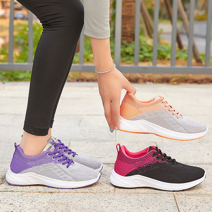 Jinshiyuan |   Women's athletic shoes, lightweight and comfortable flats, fly-knit slip-ons, versatile and stylish mesh sneakers.