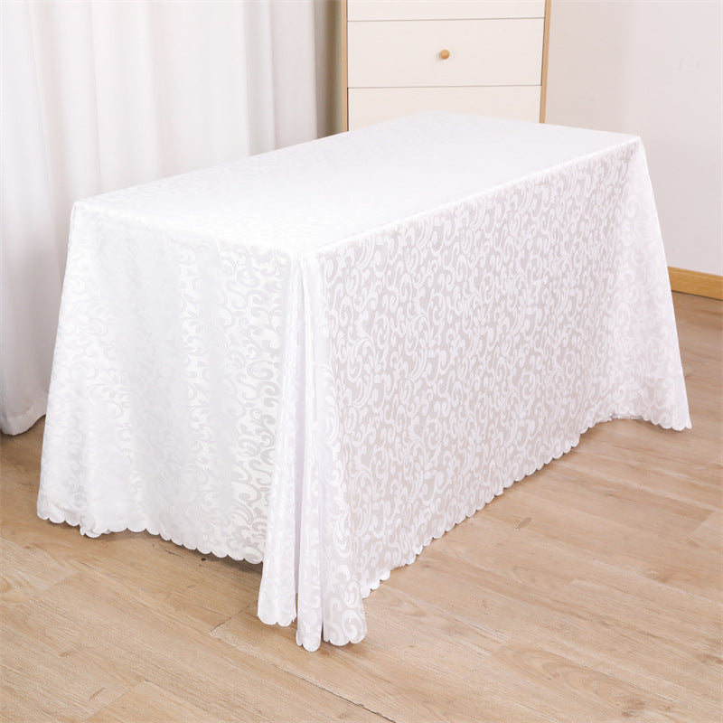 Tablecloth wedding event stall meeting engagement tablecloth red long table wholesale rectangular white polyester tablecloth