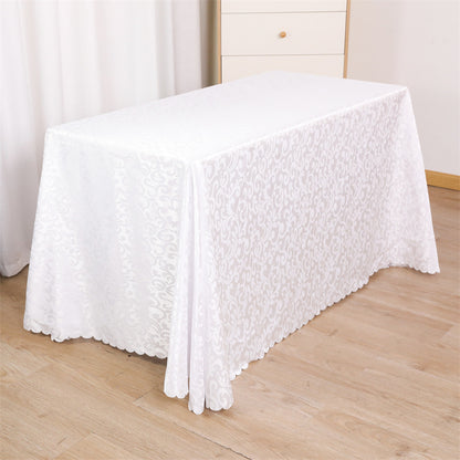 Tablecloth wedding event stall meeting engagement tablecloth red long table wholesale rectangular white polyester tablecloth