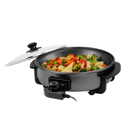 Cross-border electric cooking pot, electric hot pot, non-stick electric hot pot, round hot pot, steaming, frying, non-stick cooking pot, pizza machine