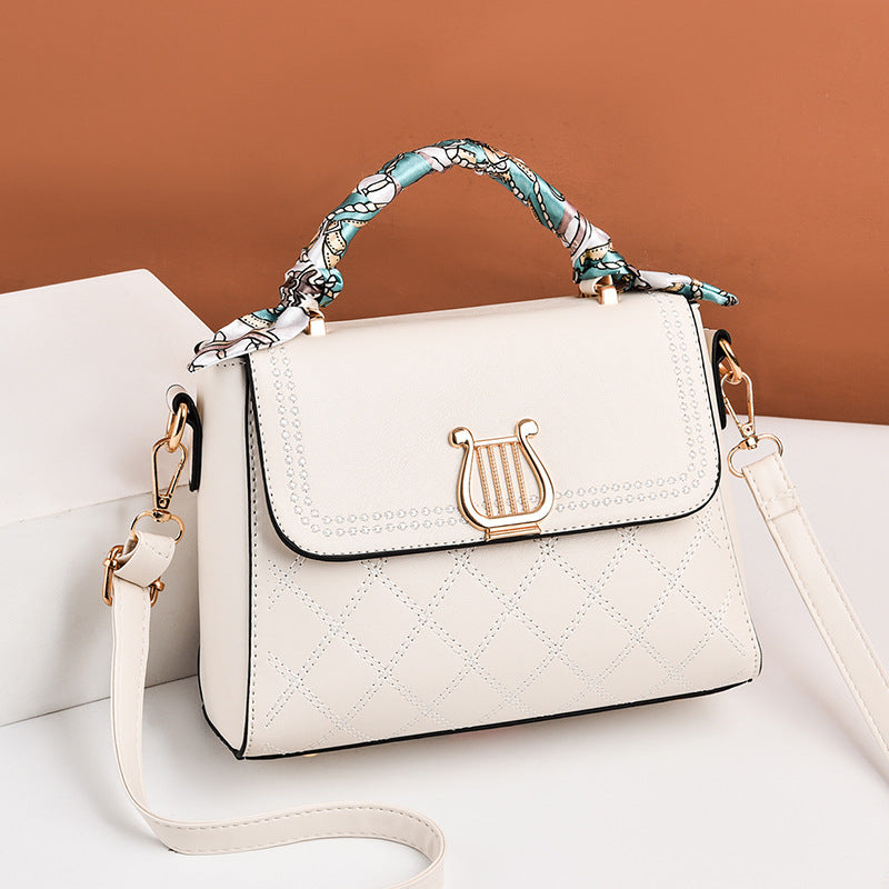 2026 winter new arrival: stylish argyle scarf accent mini square bag - chic ribbon women's shoulder bag - dropshipping available