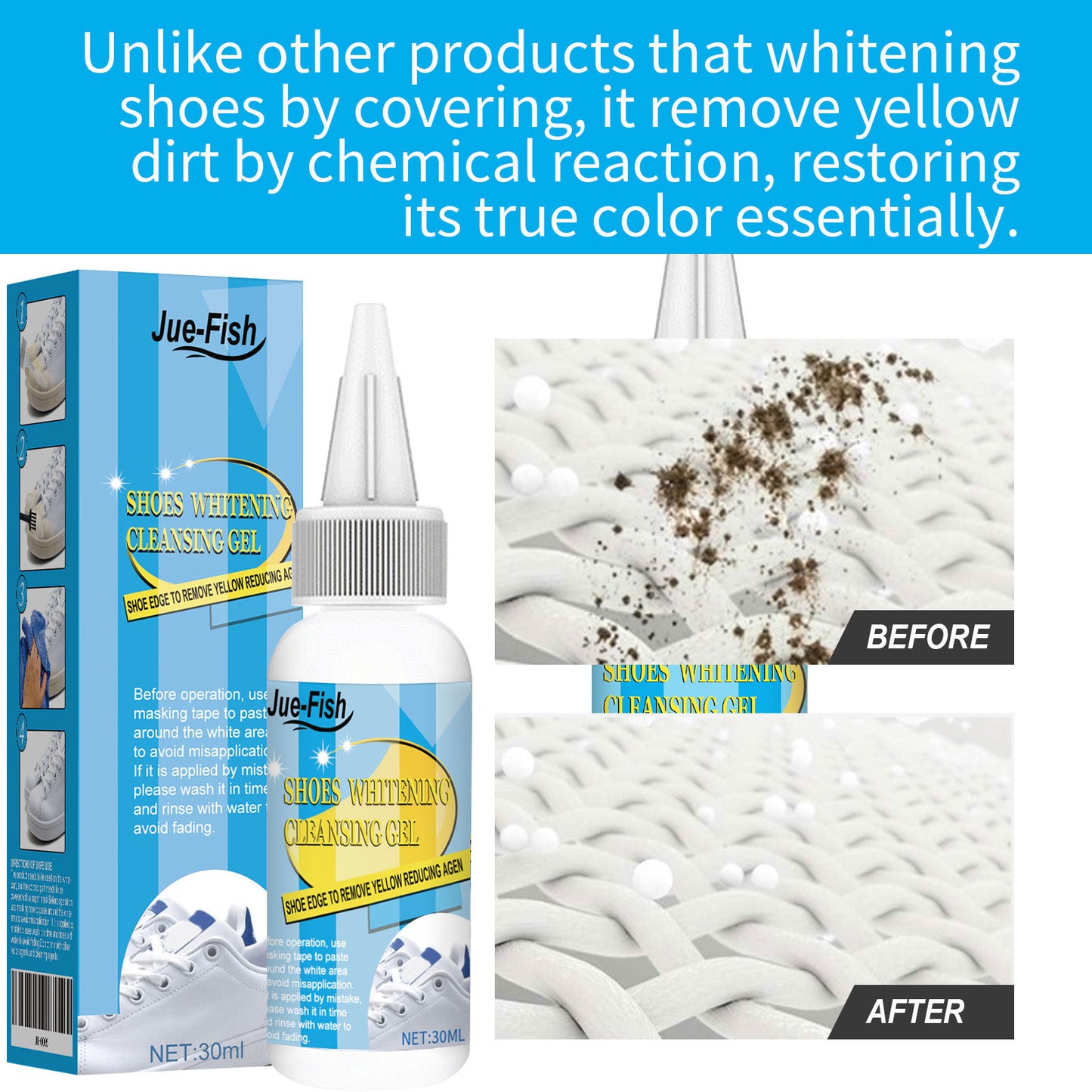Jue-Fish white shoes leave-in cleaning artifact cleaning agent decontamination and yellow edge shoe shine agent shoe edge oxidant