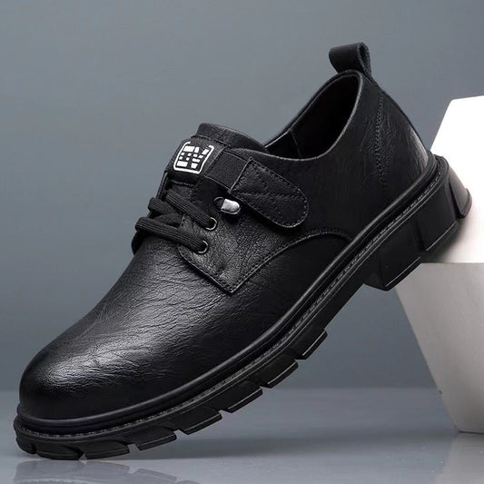 Soft-soled men's leather shoes 2025 new business casual men's shoes british retro workwear shoes velcro martin shoes