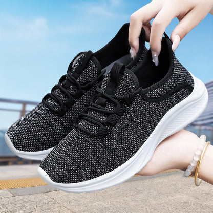 Women's spring new soft sole sneakers - comfortable, breathable mesh lace-up running shoes - low-cut, wear-resistant casual shoes