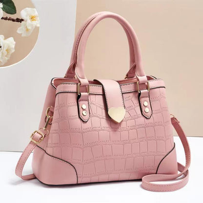 2026 new style chic minimalist embossed crocodile pattern handbag shoulder bag crossbody bag large capacity solid color mom bag