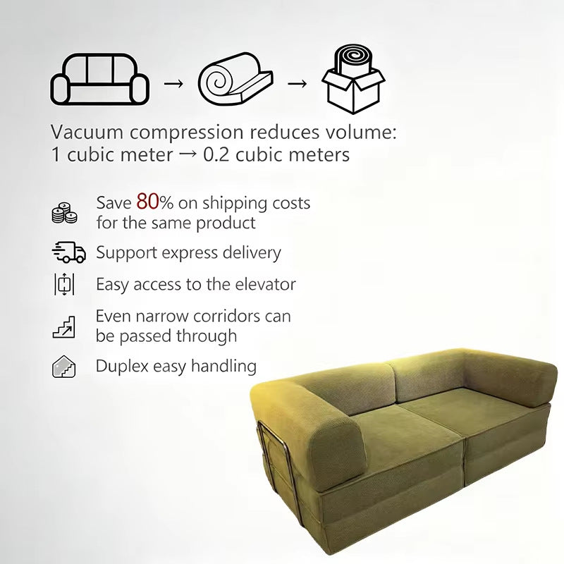 Cross-border fabric sofa module small apartment living room three-person double row retrofoldable two sofa beds