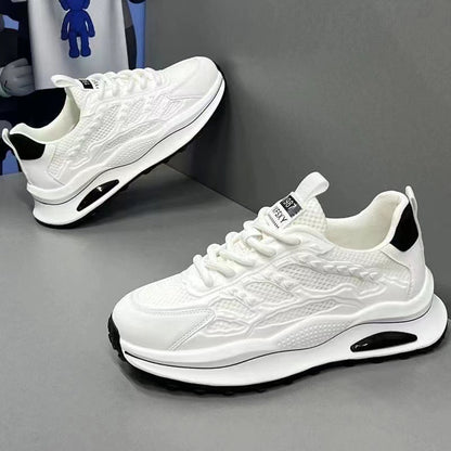 Men's breathable mesh shoes, summer hollow-out running shoes, comfortable soft sole student trendy shoes, lightweight mesh white sneakers
