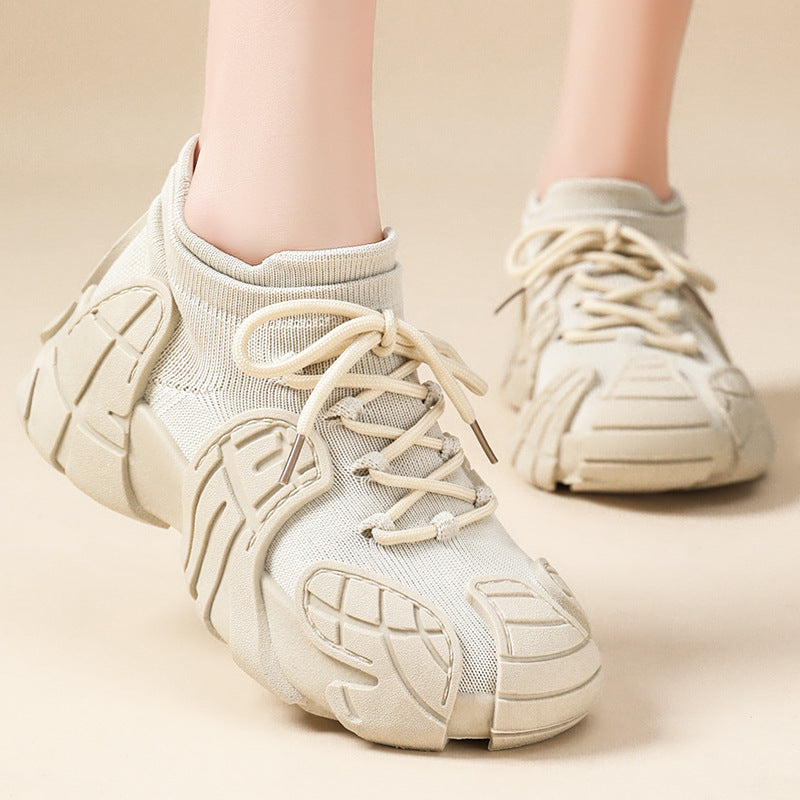 Women's versatile spring sneakers: octopus design, thick-soled, flyknit casual shoes - plus size available for export