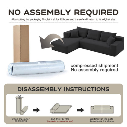 [cross-border] l-shaped compression sofa high rebound installation-free living room bedroom multi-functional modular sofa corduroy
