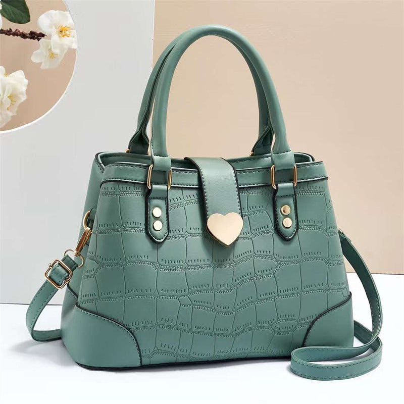 2026 new style chic minimalist embossed crocodile pattern handbag shoulder bag crossbody bag large capacity solid color mom bag