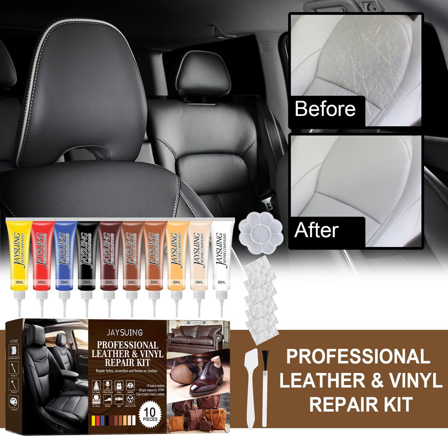 Jaysuing Car Leather Care Complementary Color Leather Bag Leather Shoes Renovated Sofa Leather Cream Leather Repair Cream