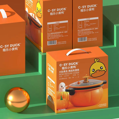 Little yellow duck micro pressure cooker - multifunctional non-stick pumpkin pot for braising, slow cooking, and electromagnetic induction cooktops - universal soup pot - gift cookware