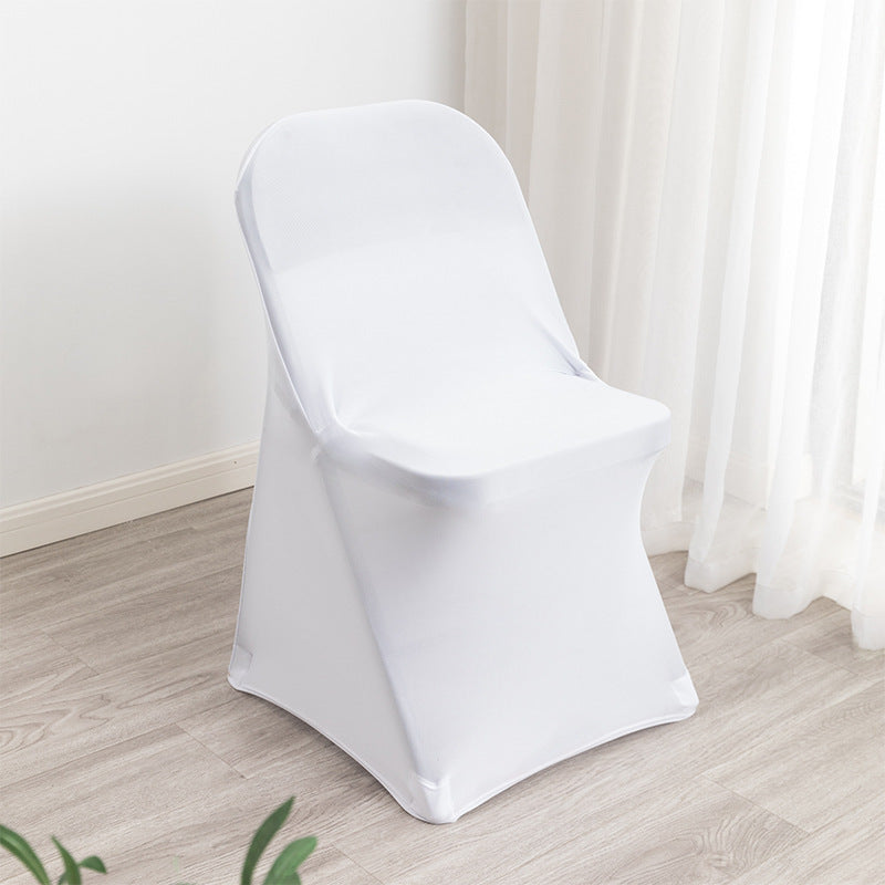 White chair covers, stretch slipcovers for hotel, wedding, and banquet chairs, full coverage chair seat covers, stool covers, wholesale for export, 140g