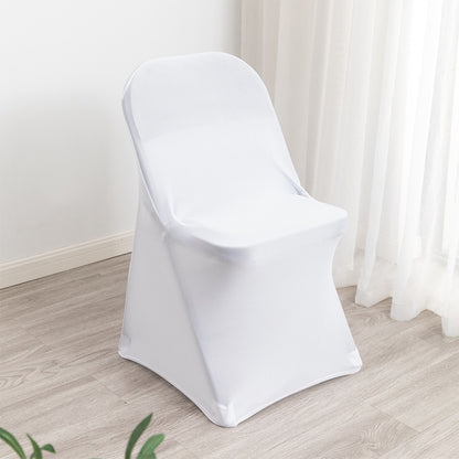 White chair covers, stretch slipcovers for hotel, wedding, and banquet chairs, full coverage chair seat covers, stool covers, wholesale for export, 140g