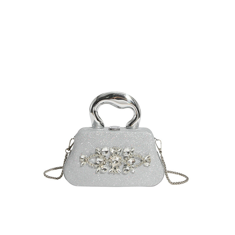 New rhinestone evening dress handbag - shoulder bag, crossbody box bag - elegant party evening clutch