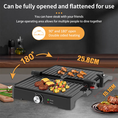 Bestselling panini maker & sandwich maker for export - 180° reclining steak maker, grill, and burger press for home use