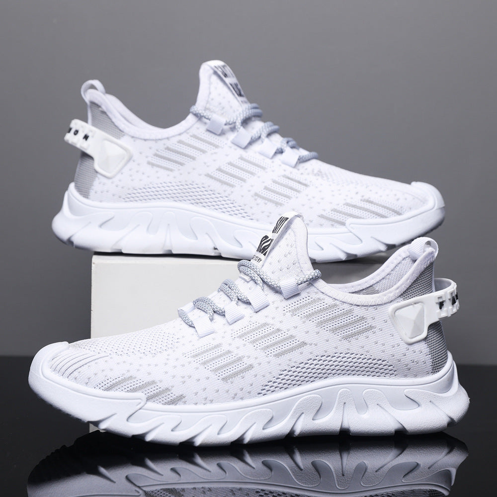 New men's flyknit mesh shoes - stylish, breathable, soft-soled, lightweight athletic running shoes for students - cross-border wholesale