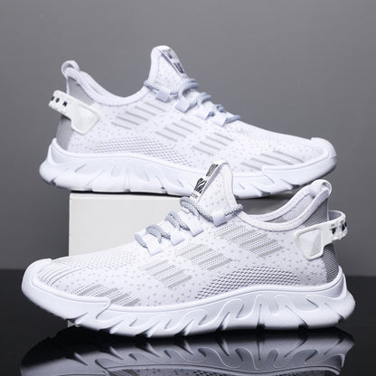 New men's flyknit mesh shoes - stylish, breathable, soft-soled, lightweight athletic running shoes for students - cross-border wholesale