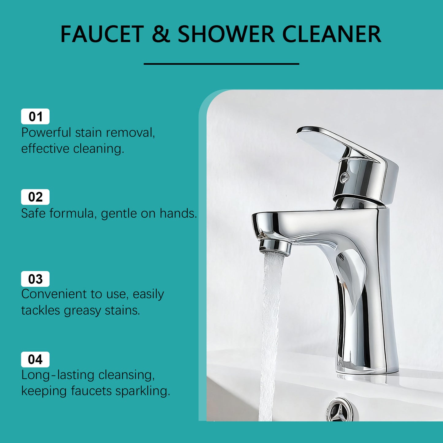 JAKEHOE faucet cleaner, daily kitchen faucet clean, descaling and shiny portable cleaner