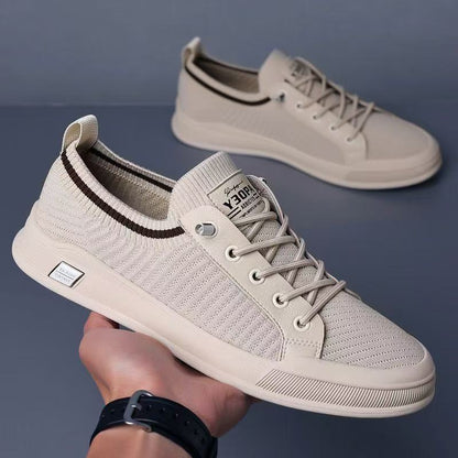 Flyknit men's shoes cross-border new 2025 mesh sports shoes soft bottom thin casual shoes one-legged lazy board shoes for men
