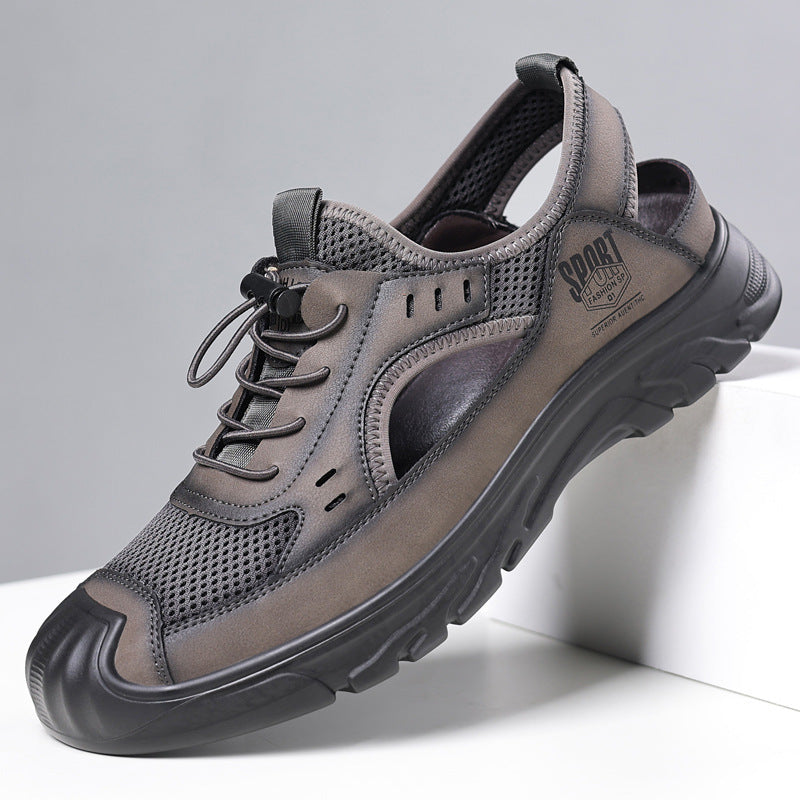 Sandals men's summernew arrivalcut out wading shoes breathable mesh hole shoes soft bottom toe shoes men's cross-border wholesale