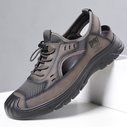 Sandals men's summernew arrivalcut out wading shoes breathable mesh hole shoes soft bottom toe shoes men's cross-border wholesale