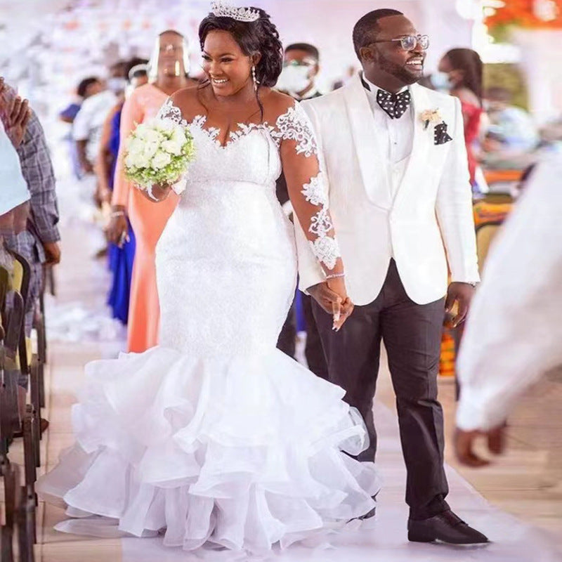 2026 african bridal wedding dress, plus size mermaid wedding gown, mermaid train wedding dress
