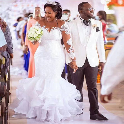 2026 african bridal wedding dress, plus size mermaid wedding gown, mermaid train wedding dress