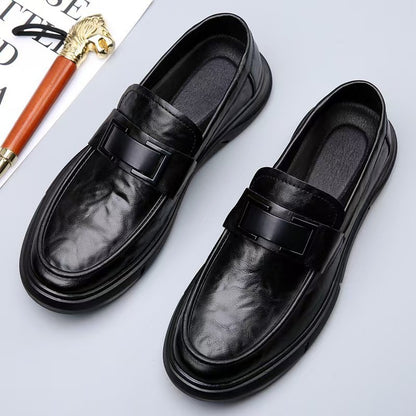 New men's leather shoes with soft soles, comfortable and non-slip, business style, British casual shoes, slip-on, breathable, loafers