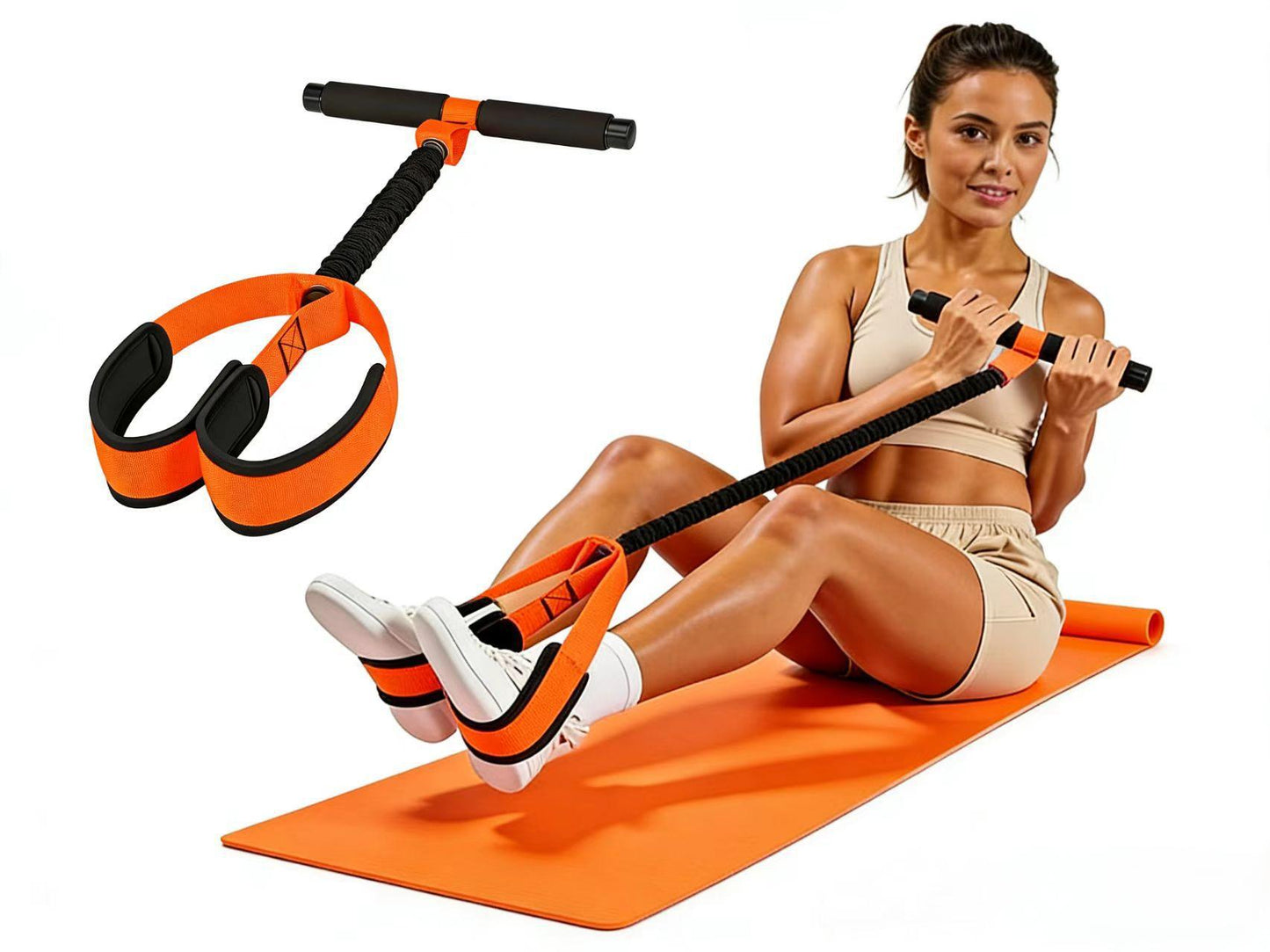 Cross-border pedal tensioner sit-up auxiliary fitness device foot pedal beautiful legs for home foot pedal tension rope high elasticity