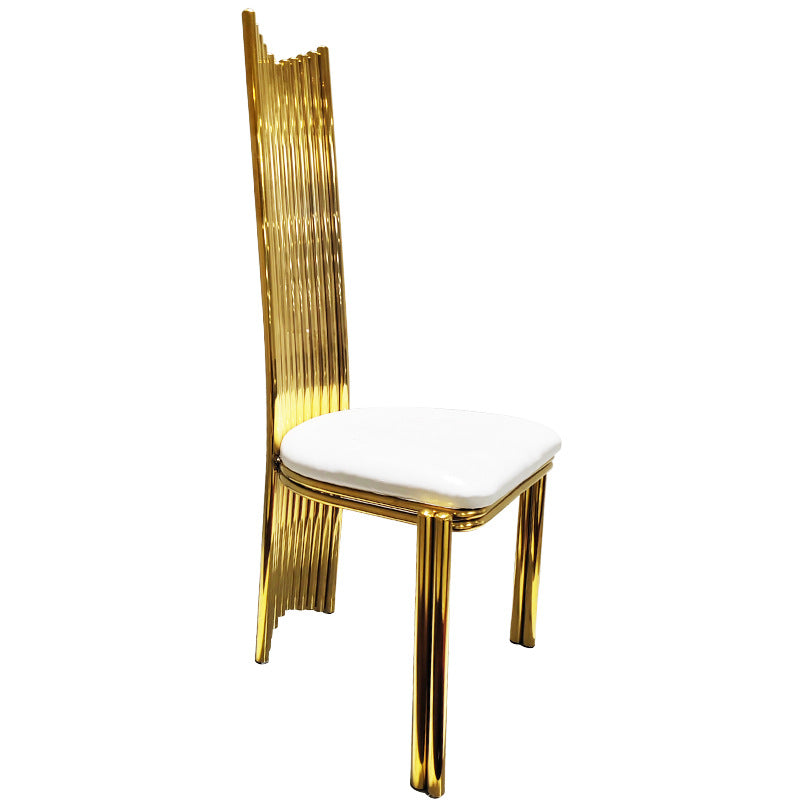 Modern minimalist light luxury stainless steel conference dining chair hotel wedding banquet creative straight back design leather fabric chair